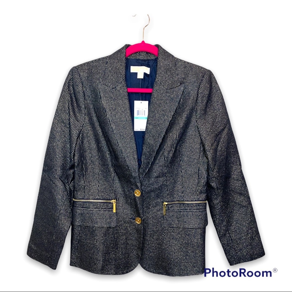 MICHAEL KORS Navy Metallic Blazer Size 8